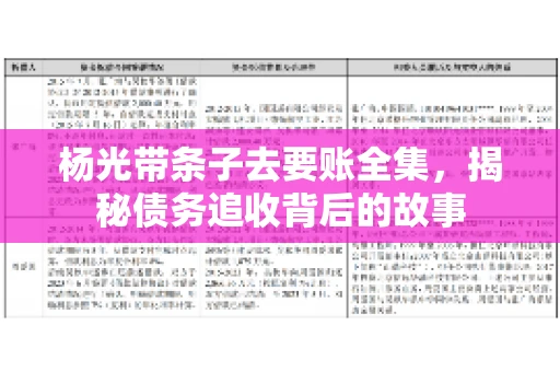 杨光带条子去要账全集，揭秘债务追收背后的故事