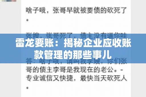 雷龙要账：揭秘企业应收账款管理的那些事儿