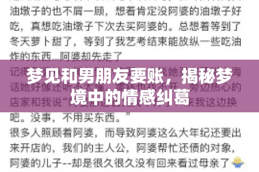 梦见和男朋友要账，揭秘梦境中的情感纠葛